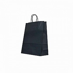 Sacosa hartie colorata NEGRU mâner rasucit 25x11x31 cm