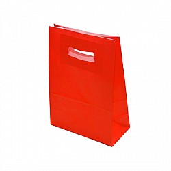 Sacosa hartie colorata ROSU - mâner decupat 18x9x25 cm