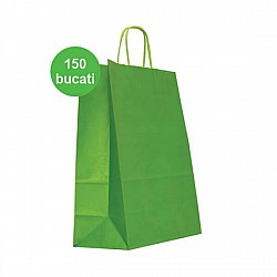 Sacosa colorata VERDE mâner rasucit, 25x11x31 cm