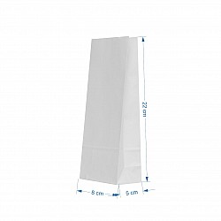 Punga hartie kraft alb 500g, 8x5x22 cm