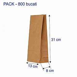 Pungă Hârtie Natur 2kg pentru Furaje și Panificație – 13x8x31 cm