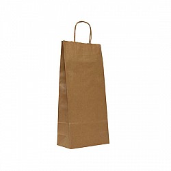 Sacoșă hârtie kraft natur cu mâner răsucit, 18 x 8.5 x 30 cm