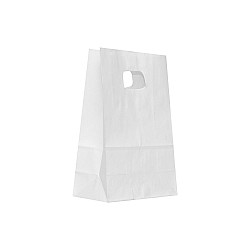 Sacosa kraft ALB mâner decupat 18x9x25 cm
