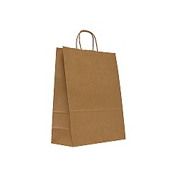 Sacosa hartie kraft natur, mâner rasucit, 25x11x31 cm
