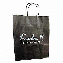 Pungă Negră Personalizată din Hârtie Kraft 25x11x31 cm